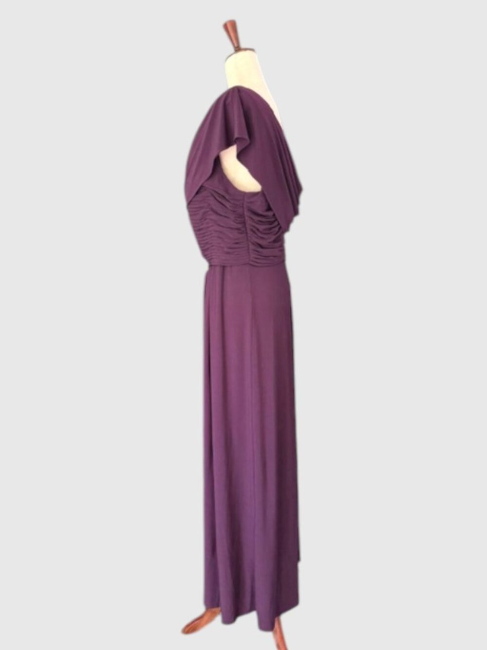 Alex Evenings Celeste Matte Jersey Cowl-Neck A-Line Gown Eggplant Plus 20W EUC - Picture 5 of 11